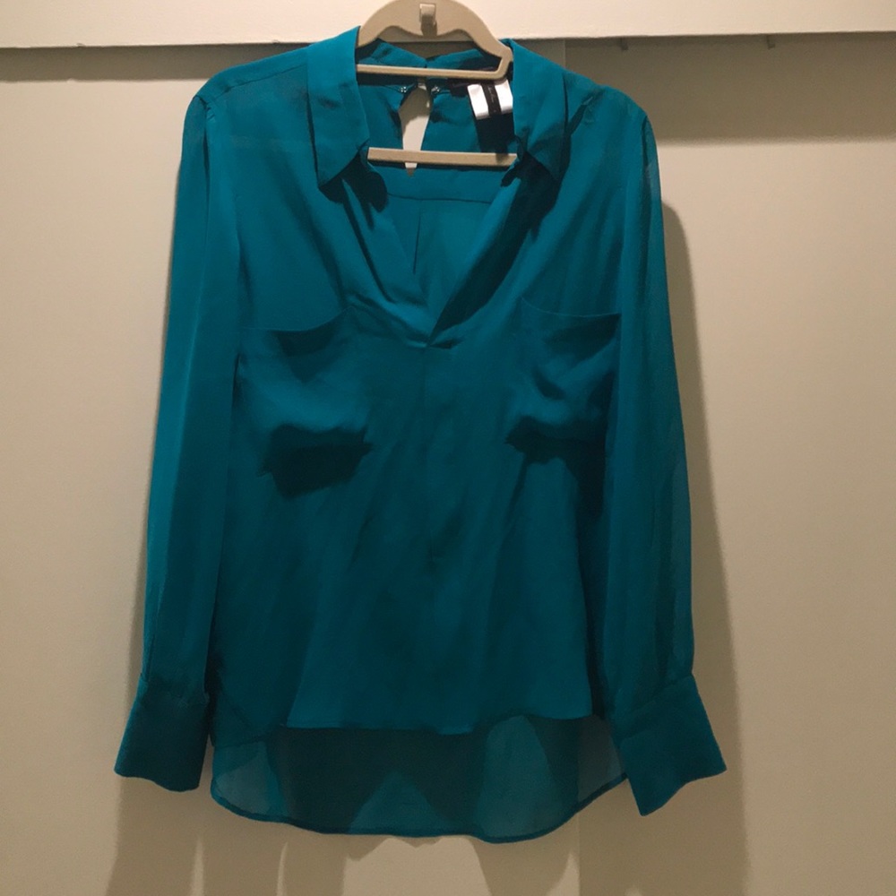 Teal silk top